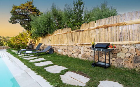Villa la Maddalena 6+2: Piscina, Mobili Da Esterno, Giardino, Backyard, Landscaping, Ricorrere, Shade, Cortile, Lettino, Prato