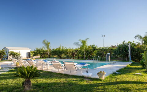 Profumo di Zagara 6+2: Piscina, Ricorrere, Materiale Composito, Landscaping, Shade, Estate, Giardino, Eco Hotel, Hacienda, Tempo Libero
