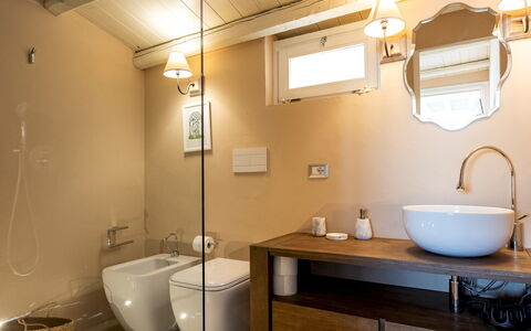 Baia L'Aura 8: Bagno, Idraulico Fixture, Lavandino Del Bagno, Interior Design, Pavimentazione, Parete, Pavimento, Lavello, Legna, Rubinetto