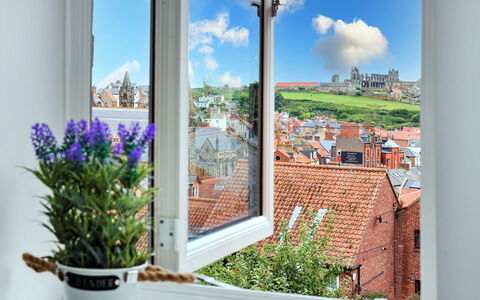 Captains Retreat, Whitby: Bicchiere, Illuminazione Diurna, Balcone, Pianta Della Casa, Vaso Di Fiori