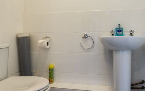 The Hayloft: Bagno, Idraulico Fixture, Lavandino Del Bagno, Pavimentazione, Lavello, Pavimento, Rubinetto, Idraulico, Interior Design, Toilet Seat