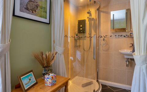Wern Cottage: Interior Design, Idraulico Fixture, Bagno, Pavimentazione, Mobilia, Pavimento, Illuminazione, Idraulico, Camera, Rubinetto