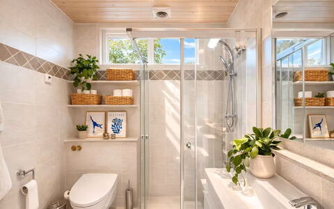 Herdina - 300M from the Sea: Bagno, Interior Design, Idraulico Fixture, Pavimentazione, Lavello, Mobiletto Del Bagno, Lavandino Del Bagno, Rubinetto, Pavimento, Casa