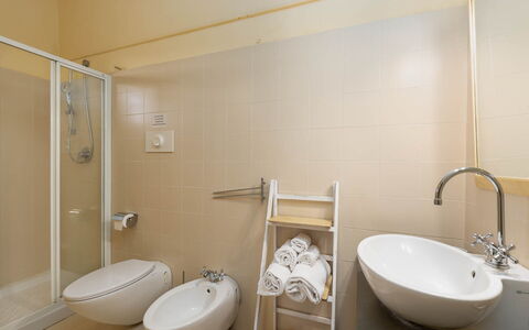 La Certaldina Sole Apartment: Pavimentazione, Pavimento, Interior Design, Idraulico Fixture, Bagno, Camera, Idraulico, Gabinetto, Soffitto, Lavandino Del Bagno