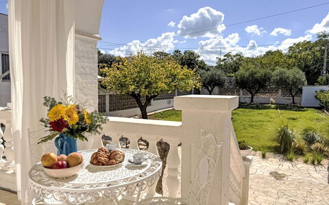 A Casa di Ara: Mobilia, Porta, Mobili Da Esterno, Sedia, Shade, Vaso Di Fiori, Colonna, Portico, Pianta Della Casa, Giardino