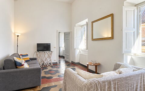 Appartamento Chiavari, Roma: Pavimentazione, Interior Design, Pavimento, Parete, Mobilia, Legna, Soffitto, Divano, Soggiorno, Camera