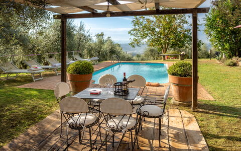 Podere Selva, Pool, Chianti: Mobilia, Mobili Da Esterno, Sedia, Ricorrere, Tavolo, Shade, Piscina, Backyard, Eco Hotel, Giardino