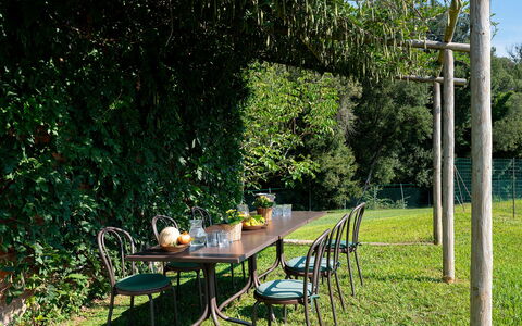 Villa del Poggio D'Oro 8: Mobilia, Mobili Da Esterno, Tavolo, Tavolo Esterno, Giardino, Shade, Groundcover, Sedia, Prato, Backyard