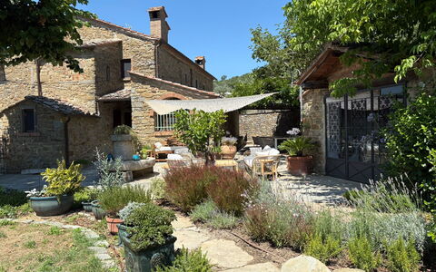 Villa la Camminata: Arbusto, Giardino, Flagstone, Backyard, Villetta, Landscaping, Vaso Di Fiori, Cortile, Sedia