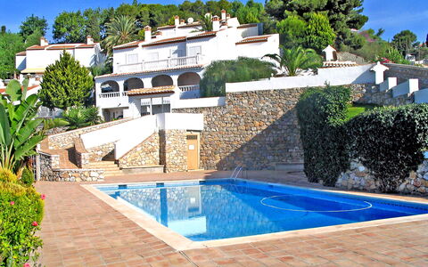 Villa Mimosa: Acqua, Pianta, Cielo, Giorno, Proprietà, Costruzione, Piscina, Azzurro, Blu, Albero
