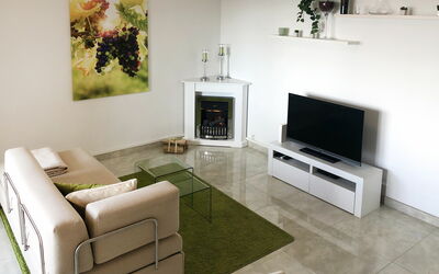 Residenza Monte Bré - Apt.002 Haus1 102.1: Proprietà, Divano, Mobilia, Pianta, Televisione, Soggiorno, Interior Design, Comfort, Architettura, Cornice