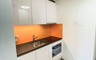 Parkareal Apt 404 400.12: Cabinetry, Controsoffitto, Lavandino Della Cucina, Rubinetto, Lavello, Cucina, Elettrodomestico Da Cucina, Legna, Interior Design, Pavimentazione
