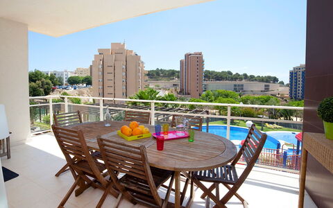 Calpe Calp 907: Proprietà, Immobiliare, Costruzione, Camera, Mobilia, Casa, Interior Design, Tavolo, Balcone, Appartamento