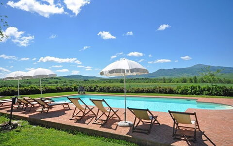 Pienza: Proprietà, Piscina, Ricorrere, Paesaggio Naturale, Immobiliare, Tempo Libero, Costruzione, Estate, Casa, Cielo