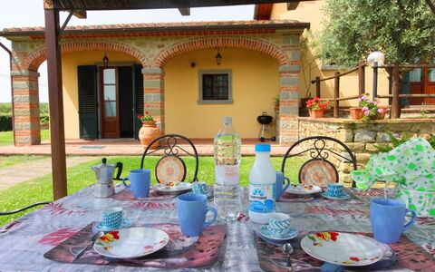 Podere Marcigliano: Tavola, Tavolo, Proprietà, Mobilia, Pianta, Dishware, Costruzione, Sedia, Azzurro, Bicchieri