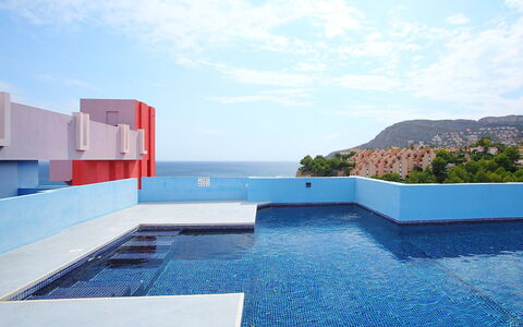 Calpe Calp 914: Acqua, Cielo, Nube, Proprietà, Blu, Costruzione, Piscina, Rettangolo, Immobiliare, Paesaggio