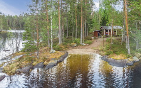 Kaakonnokka: Legna, Villetta, Log Cabin, Foresta, Capannone, Edifici Giardino, Larice, Woodland, Color Legno