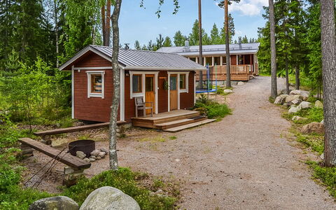 Kaakonnokka: Legna, Villetta, Log Cabin, Foresta, Capannone, Edifici Giardino, Larice, Woodland, Color Legno
