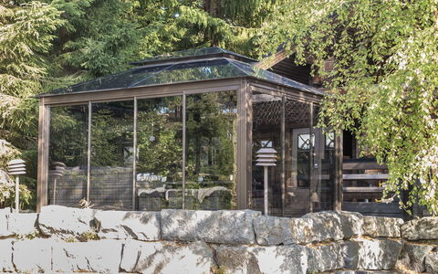 Tahkonbalju: Edifici Giardino, Shade, Struttura Esterna, Materiali Naturali, Padiglione, Giardino, Gazebo, Landscaping, Pergola, Design