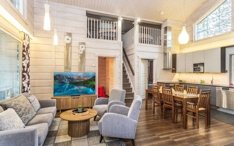 Rukan Villa Lux a: Neve, Legna, Inverno, Villetta, Casa, Tetto, Casa, Congelamento, Log Cabin, Ramoscello