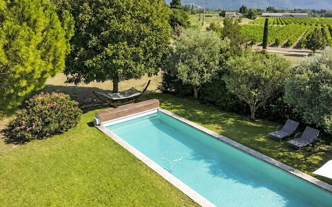 L'Oustaou dei Figo: Piscina, Giardino, Arbusto, Backyard, Landscaping, Ricorrere, Shade, Giochi D'Acqua, Prato, Estate