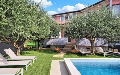 Finida: Piscina, Casa, Zona Residenziale, Casa, Giardino, Estate, Backyard, Prato, Cortile, Landscaping