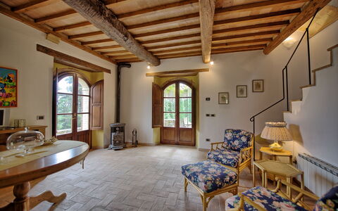 Villa Montalcino: Proprietà, Costruzione, Camera, Soffitto, Interior Design, Casa, Immobiliare, Mobilia, Fascio, Estate