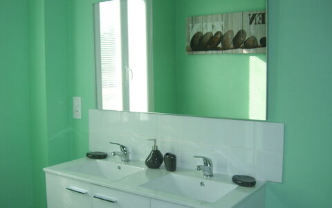 Maison les Oies: Specchio, Rubinetto, Mobiletto Del Bagno, Cabinetry, Controsoffitto, Idraulico Fixture, Lavello, Costruzione, Proprietà, Lavandino Del Bagno